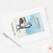 Sticker Rectangulaire Elégant Golf Inspiré Vintage Noël (Enveloppe)