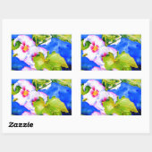 Sticker Rectangulaire Elégant jardin fleuri rose blanc aquarelle (Feuille)