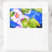 Sticker Rectangulaire Elégant jardin fleuri rose blanc aquarelle (Sac)