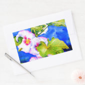 Sticker Rectangulaire Elégant jardin fleuri rose blanc aquarelle (Enveloppe)