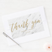 Sticker Rectangulaire Élégant Marbre blanc et or Mariage Merci de  (Enveloppe)