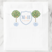 Sticker Rectangulaire Elégant mariage crête Monogramme Merci Favor (Sac)