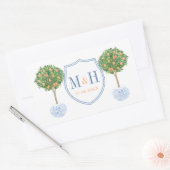 Sticker Rectangulaire Elégant mariage crête Monogramme Merci Favor (Enveloppe)
