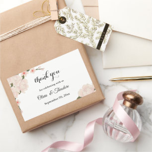 Sticker Rectangulaire Élégant Mariage de fleurs florales rose pâle roman