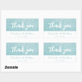 Sticker Rectangulaire Élégant Mariage de Parties scintillant Turquoise S (Feuille)