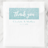 Sticker Rectangulaire Élégant Mariage de Parties scintillant Turquoise S (Sac)