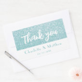 Sticker Rectangulaire Élégant Mariage de Parties scintillant Turquoise S (Enveloppe)