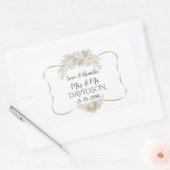 Sticker Rectangulaire Élégant Mariage de trame or aux fleurs blanches ro (Enveloppe)