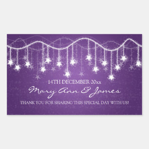 Sticker Rectangulaire Elégant Mariage Favor Tag Shimmering Stars Purple