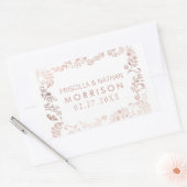 Sticker Rectangulaire Élégant Mariage Floral Rose Blanche Or (Enveloppe)