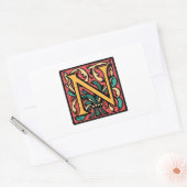 Sticker Rectangulaire Élégant médiéval initial N ancien monogramme (Enveloppe)