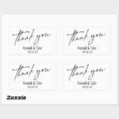 Sticker Rectangulaire Élégant Merci d'écriture manuscrite simple et cont (Feuille)