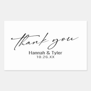 Sticker Rectangulaire Élégant Merci d'écriture manuscrite simple et cont