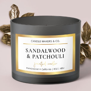 Sticker Rectangulaire Élégant métal Faux Gold Script Police Candle Jar