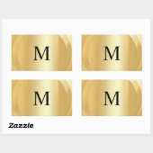 Sticker Rectangulaire Élégant Modèle Monogramme Custom Faux Gold (Feuille)