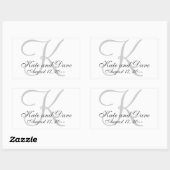 Sticker Rectangulaire Elégant Monogramme mariage Faveur (Feuille)