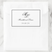 Sticker Rectangulaire Élégant Monogramme noir et blanc Script (Sac)