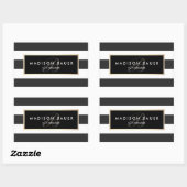 Sticker Rectangulaire Élégant Monogramme rayé noir et blanc (Feuille)