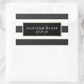 Sticker Rectangulaire Élégant Monogramme rayé noir et blanc (Sac)
