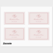 Sticker Rectangulaire Élégant Monogramme rose simple (Feuille)