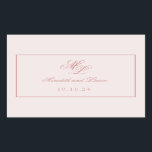 Sticker Rectangulaire Élégant Monogramme rose simple<br><div class="desc">La suite Rosa est dotée d'une police de script très classique, d'un monogramme à deux lettres et d'une bordure double sur l'invitation. C'est une suite simple et classique, remplie de pièces individuelles aux couleurs variées de rose, rose, rose poussiéreux, ivoire, crème et rougir. Ensemble, la suite est élégante, intemporelle, romantique...</div>
