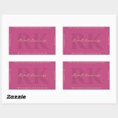 Sticker Rectangulaire Élégant Monogramme Simple rose moderne (Feuille)