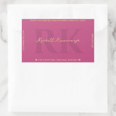 Sticker Rectangulaire Élégant Monogramme Simple rose moderne (Sac)