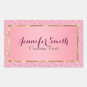 Sticker Rectangulaire Élégant Motif de Parties scintillant rose
