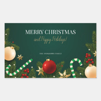 Sticker Rectangulaire Élégant Noël vert festif