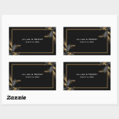 Sticker Rectangulaire Élégant Noir avec Mariage Or (Feuille)