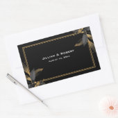 Sticker Rectangulaire Élégant Noir avec Mariage Or (Enveloppe)