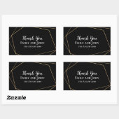 Sticker Rectangulaire Elégant Noir & Or Lignes géométriques Mariage Fave (Feuille)