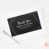 Sticker Rectangulaire Elégant Noir & Or Lignes géométriques Mariage Fave (Enveloppe)