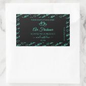 Sticker Rectangulaire Elégant Noir Turquoise Cloud Produit Coeurs Étique (Sac)