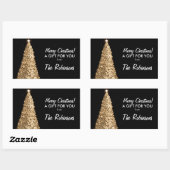 Sticker Rectangulaire Élégant or Noël Arbre cadeau Balise noire (Feuille)