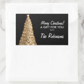 Sticker Rectangulaire Élégant or Noël Arbre cadeau Balise noire (Sac)