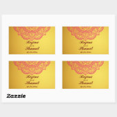 Sticker Rectangulaire Elégant or rose rouge Indien Mariage Recta (Feuille)