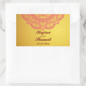 Sticker Rectangulaire Elégant or rose rouge Indien Mariage Recta (Sac)