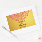 Sticker Rectangulaire Elégant or rose rouge Indien Mariage Recta (Enveloppe)
