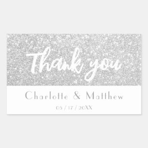 Sticker Rectangulaire Élégant Parties scintillant Mariage en argent Spar