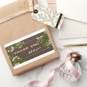 Sticker Rectangulaire Élégant Retro Floral Nom personnalisé Texte Cadeau