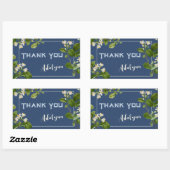 Sticker Rectangulaire Élégant Retro Floral Nom personnalisé Texte Cadeau (Feuille)