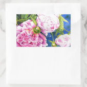 Sticker Rectangulaire Elégant rose blanc classique aquarelle floral (Sac)