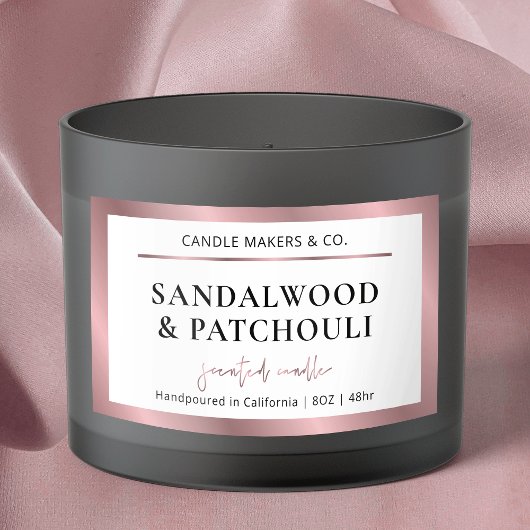 Sticker Rectangulaire Élégant Rose en bronze métallique en or bougie