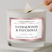 Sticker Rectangulaire Élégant Rose en bronze métallique en or bougie