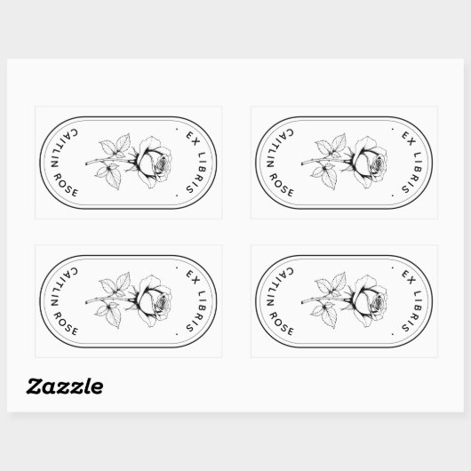 Sticker Rectangulaire Elegant Rose Ex Libris Bookplate Labels - Custom (Feuille)