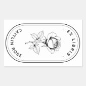 Sticker Rectangulaire Elegant Rose Ex Libris Bookplate Labels - Custom (Devant)