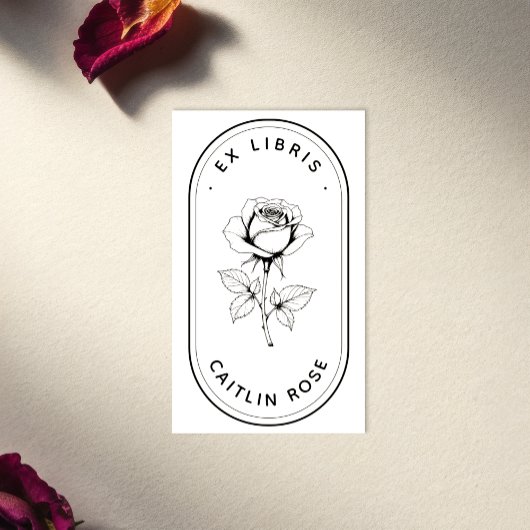 Sticker Rectangulaire Elegant Rose Ex Libris Bookplate Labels - Custom