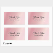 Sticker Rectangulaire Elegant Rose Gold Custom Text Thank You Luxe (Feuille)