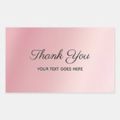 Sticker Rectangulaire Elegant Rose Gold Custom Text Thank You Luxe (Devant)